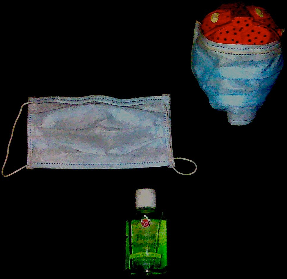 READY FOR FLU BATTLE: This is the typical swine flu survival pack. A bottle of Walgreens hand sanitizer and a face covering known in Mexico as a cubreboca.